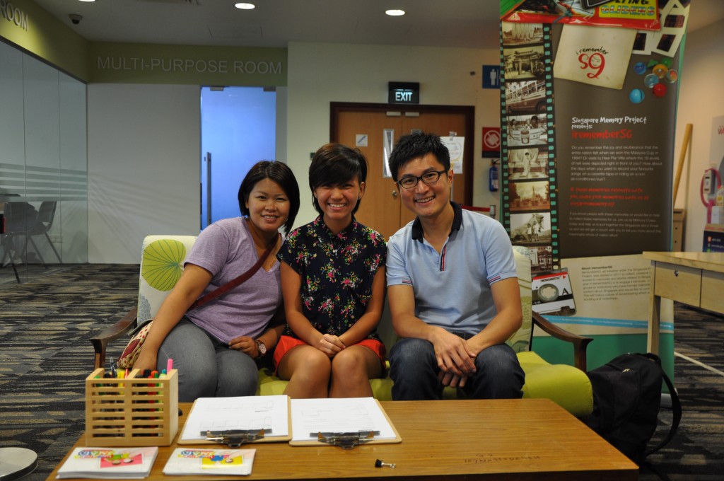 The SG Snaps team (from left) Gracie, Stacy and Wei Keong at the cozy booth on the second floor of Toa Payoh Community Library. Photo: SG Snaps